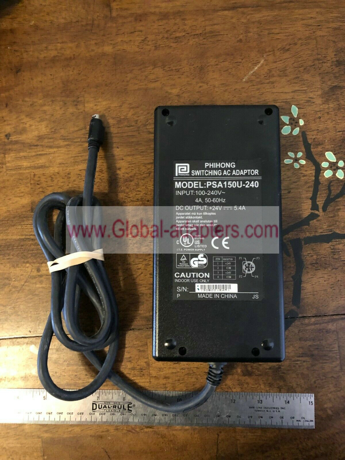 New Phihong PSA150U-240 24v 5.4a SWITCHING AC ADAPTOR power supply 4pin
